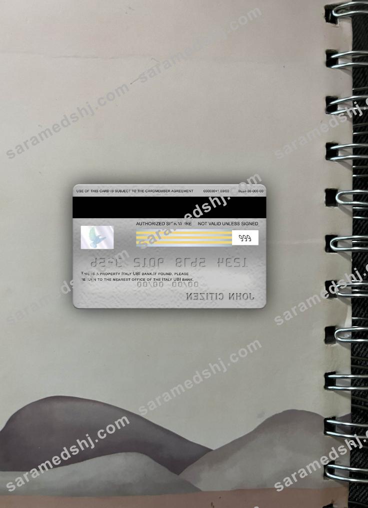 Italy UBI bank visa platinum card photolook back